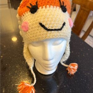 Cute Crochet Smiley Face Hat with Earflaps